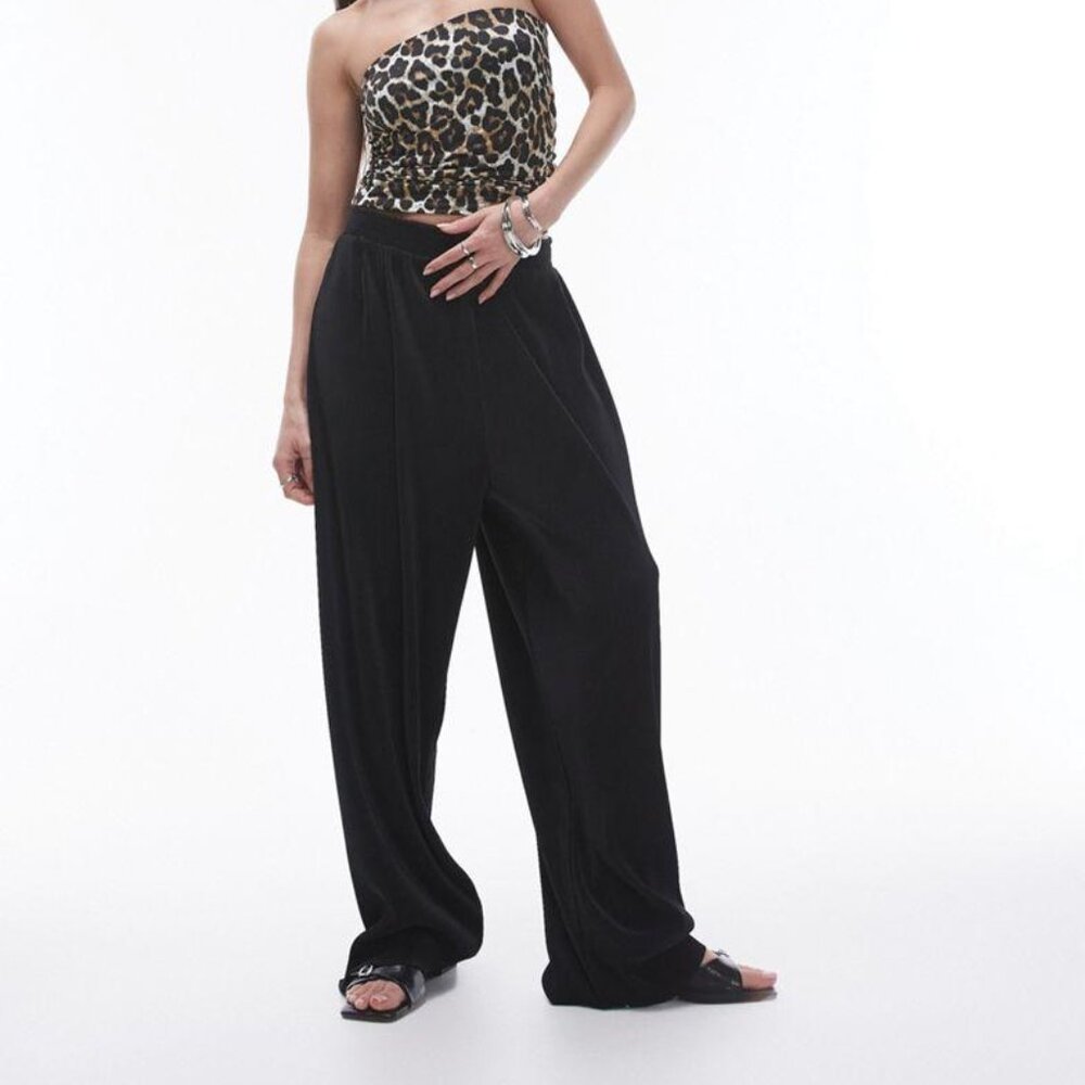 ASUS Topshop plisse balloon leg trouser in black - 16 XL Plus NWT pants